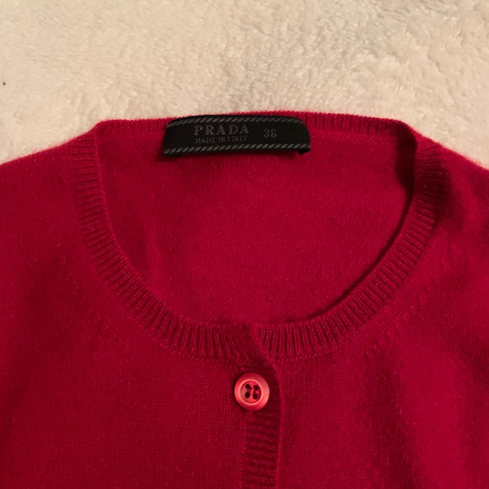 PRADA Red Cashmere Cardigan Sweater - size 36
